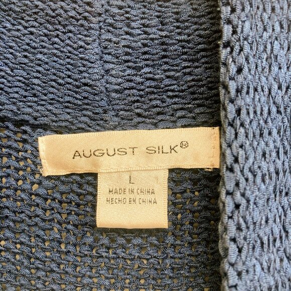 blue August Silk open front cardigan, size L - Picture 2 of 3